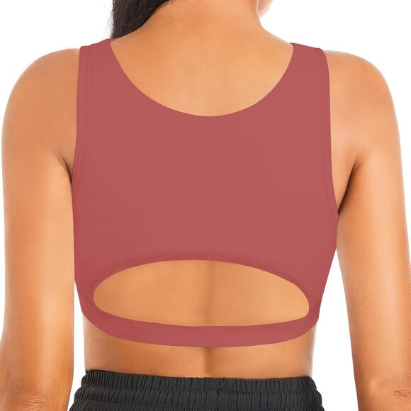 🆕Women Rose Red Nylon PushUp Sport Bra Sexy Hollow Crop Top Medium Support Yoga - Picture 3 of 6